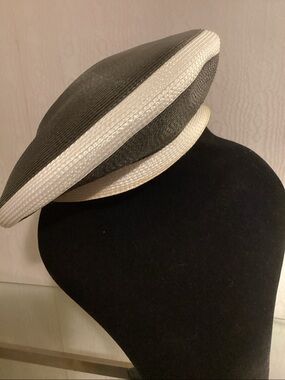 Vintage Two-Tone Black & White Straw Boater Hat $40.